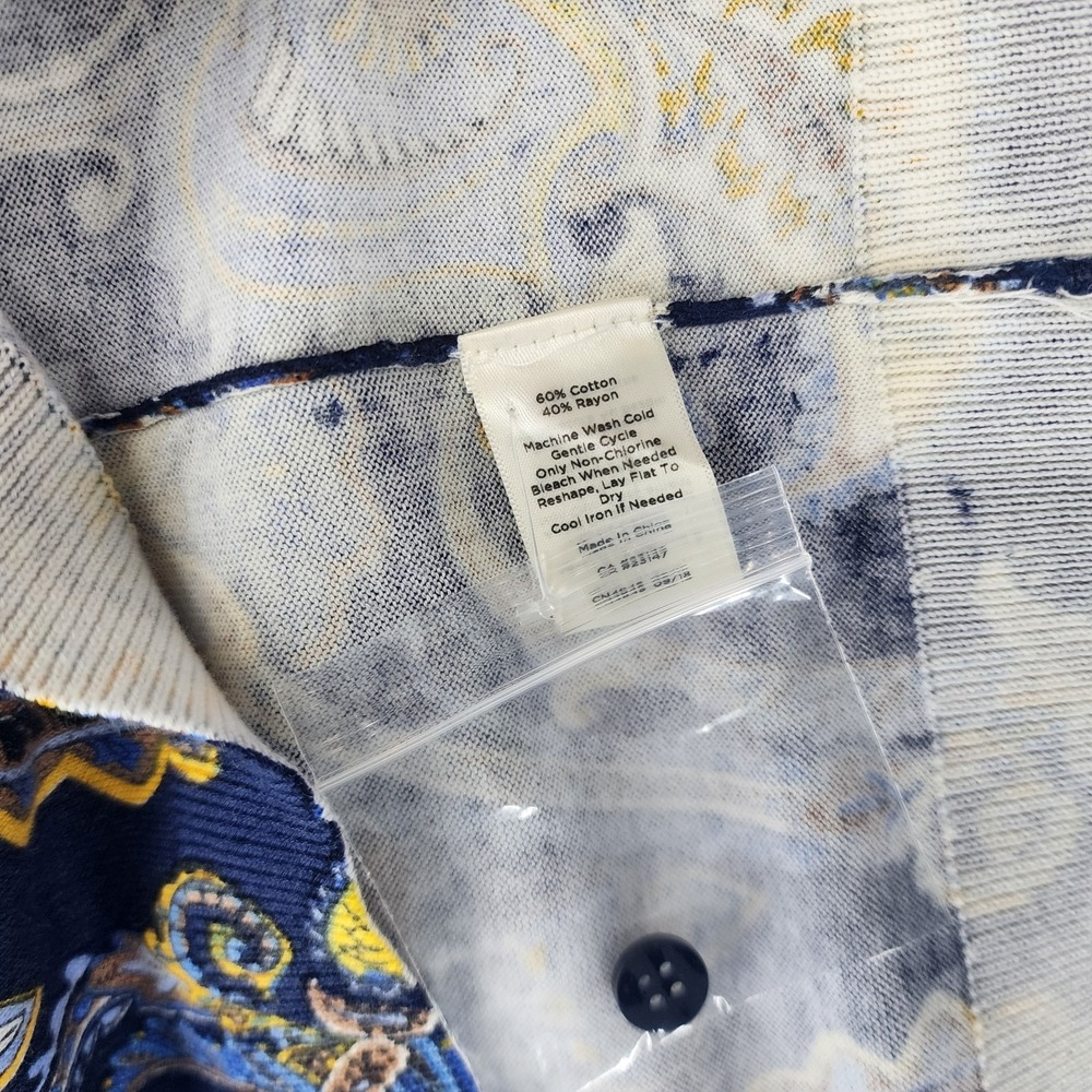 Talbots Cardigan Sweater Womens Size 1X Classics Paisley Navy Blue Button NWT - Picture 6 of 9